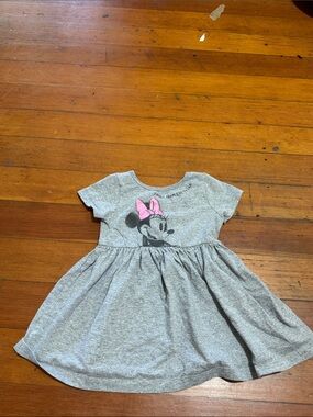 Gray Minnie Mouse Casual Skater Dress for Kids with Pink Bow